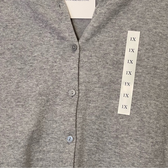 CROFT & BARROW Gray Cardigan Button Down Long Sleeve Top Sweater Plus Sz 1X NEW - Picture 3 of 8